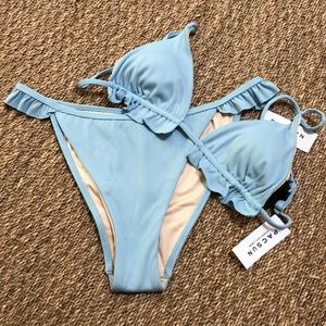 Baby blue ruffled bikini(read below for sizes)
